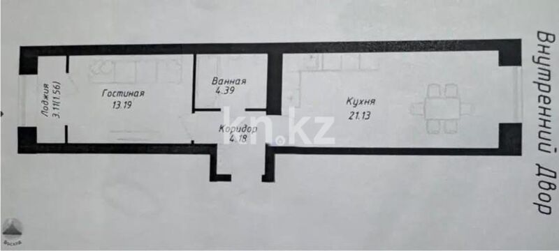 Продажа 1-комнатной квартиры, 44.45 м² - Продажа однокомнатных квартир в Казахстане - страница 49 фото 1 из 1