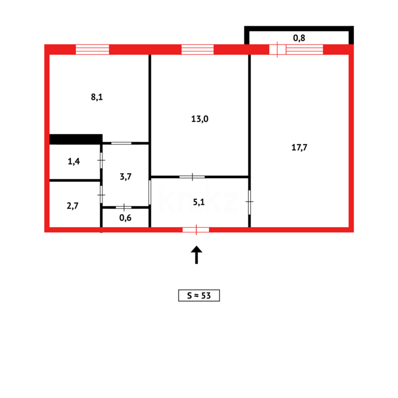 Продажа 2-комнатной квартиры, 51 м² - Продажа двухкомнатных квартир в панельном доме в Темиртау - страница 10 фото 13 из 13