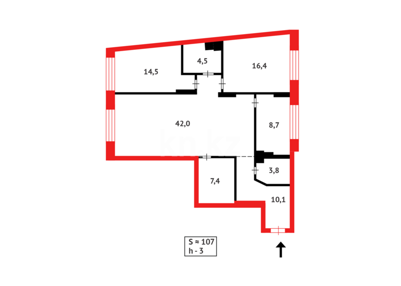 Продажа 3-комнатной квартиры, 107 м² - Продажа трехкомнатных квартир в блочном доме в Казахстане - страница 21 фото 12 из 12