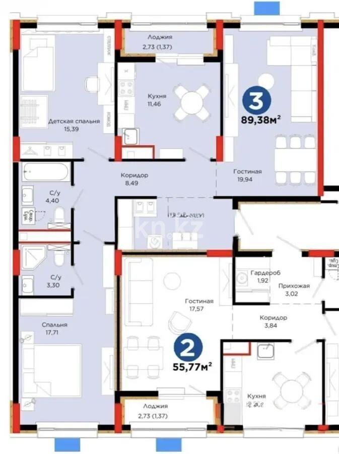 Продажа 3-комнатной квартиры, 89.38 м² - Продажа квартир в монолитно-каркасном доме в Астане - страница 76 фото 1 из 1