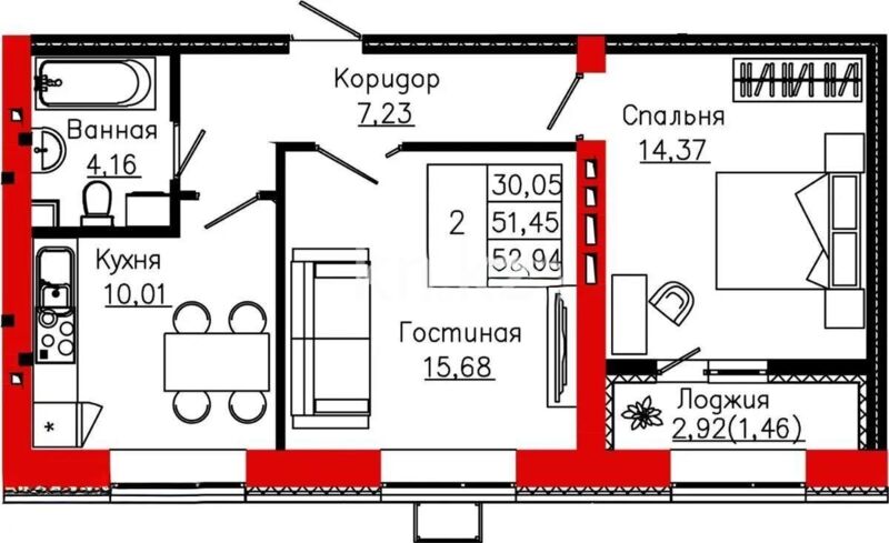 Продажа 2-комнатной квартиры, 52.94 м² - Продажа недвижимости в Астане - страница 7 фото 1 из 1