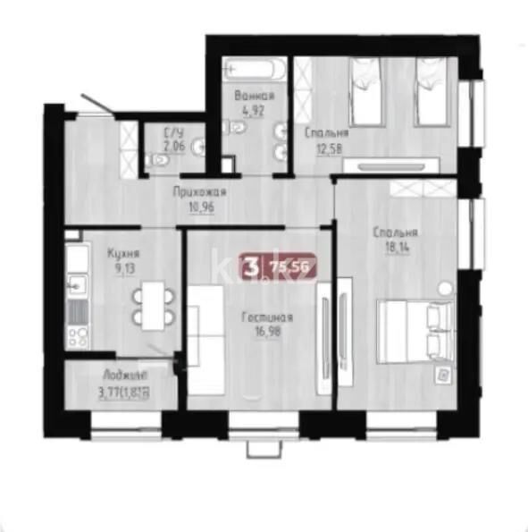 Продажа 3-комнатной квартиры, 75 м² - Продажа квартир в кирпичном доме в Астане - страница 193 фото 3 из 3