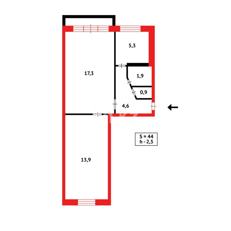 Продажа 2-комнатной квартиры, 44 м² - Продажа квартир в панельном доме в Темиртау - страница 6 фото 1 из 1