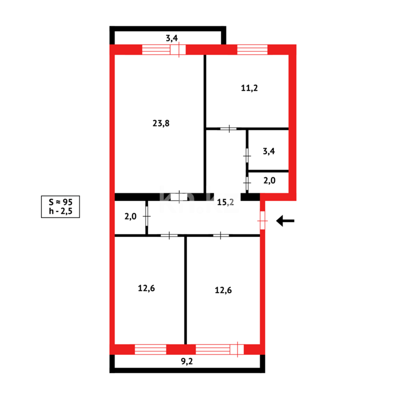 Продажа 3-комнатной квартиры, 95 м² - Продажа трехкомнатных квартир в Темиртау - страница 17 фото 10 из 10