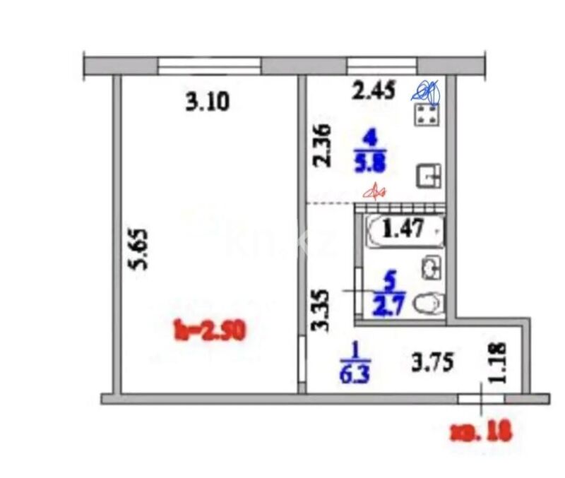 Продажа 1-комнатной квартиры, 33 м² - Продажа однокомнатных квартир в Ауэзовском р-не Алматы - страница 6 фото 4 из 4