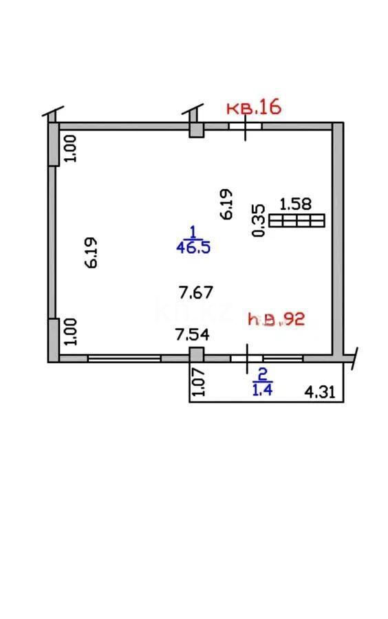 Продажа 2-комнатной квартиры, 46.5 м² - Продажа двухкомнатных квартир в монолитно-каркасном доме в Казахстане - страница 222 фото 1 из 1