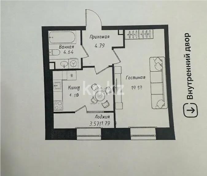 Продажа 1-комнатной квартиры, 41 м² - Продажа однокомнатных квартир в кирпичном доме в Астане - страница 52 фото 1 из 1