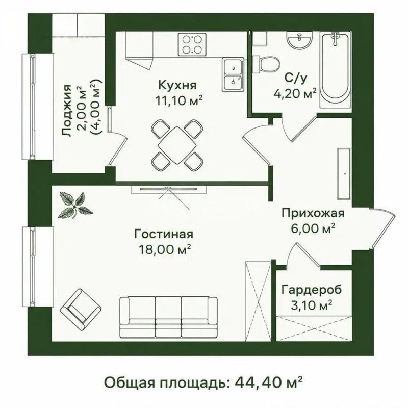 Продажа 1-комнатной квартиры, 44.4 м² - Продажа однокомнатных квартир в р-не Нура Астаны - страница 29 фото 4 из 4
