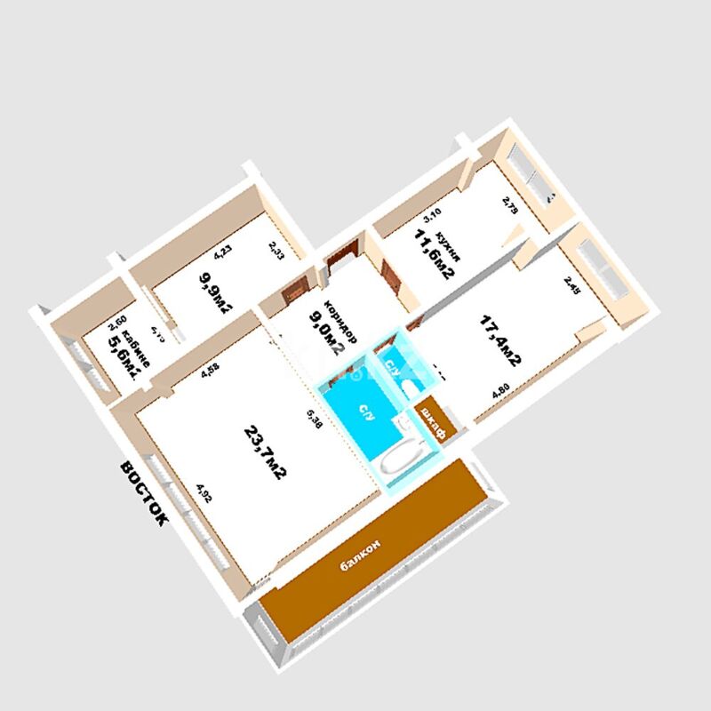 Продажа 3-комнатной квартиры, 84.3 м² - Продажа трехкомнатных квартир в кирпичном доме в Казахстане - страница 6 фото 22 из 23