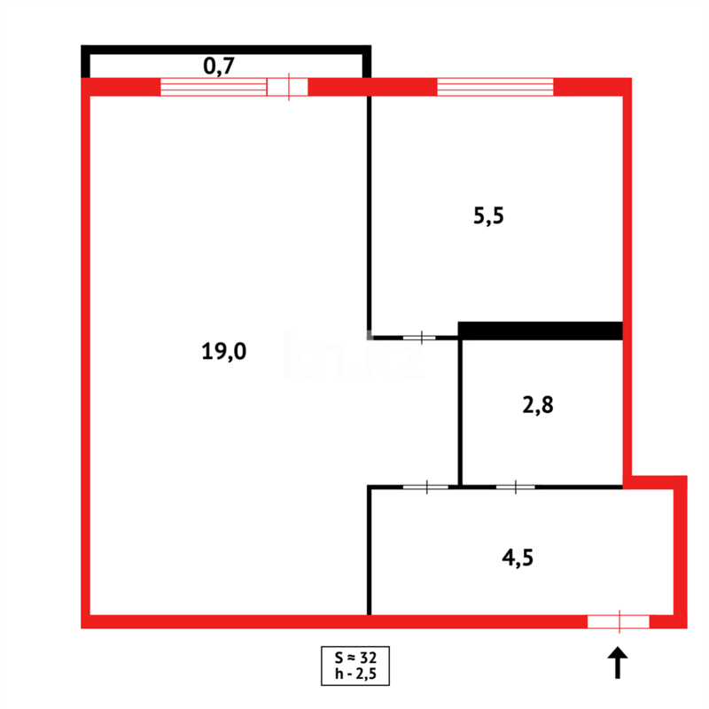 Продажа 1-комнатной квартиры, 32 м² - Продажа однокомнатных квартир в панельном доме в Караганде - страница 10 фото 9 из 9