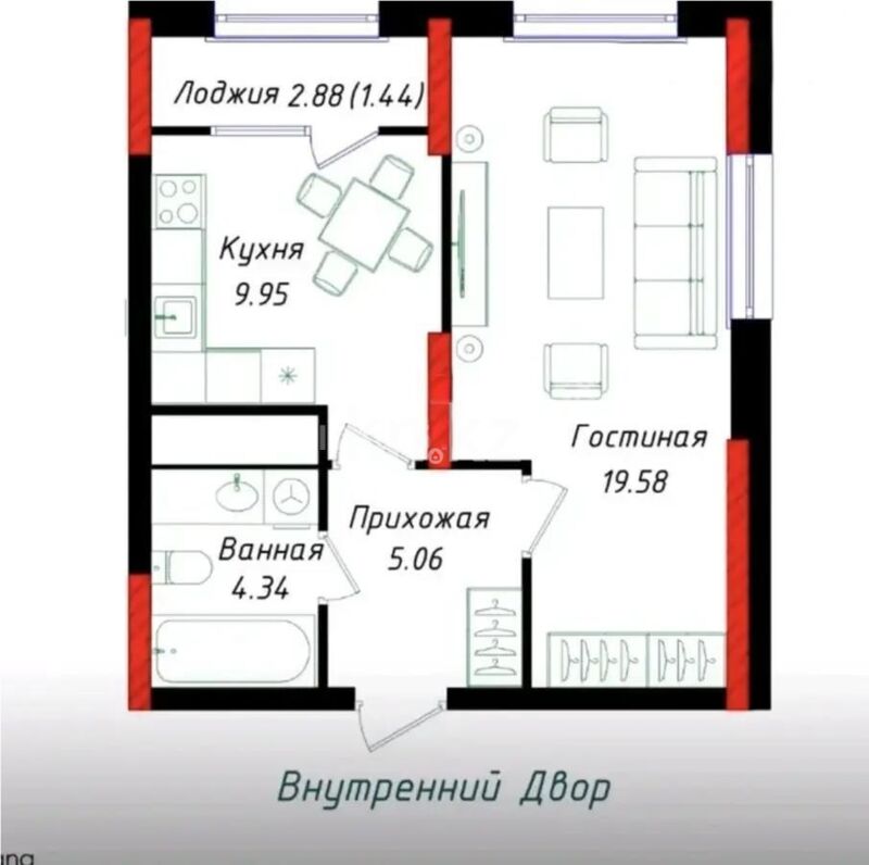 Продажа 1-комнатной квартиры, 41 м² - Продажа однокомнатных квартир в р-не Нура Астаны - страница 23 фото 1 из 1