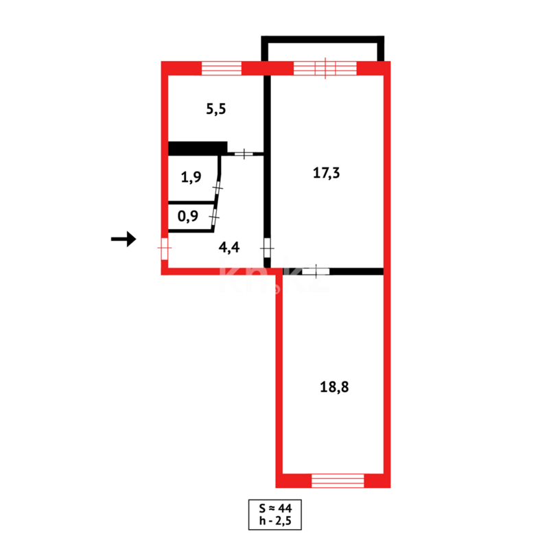 Продажа 2-комнатной квартиры, 44 м² - Продажа двухкомнатных квартир в панельном доме в Темиртау - страница 10 фото 13 из 13