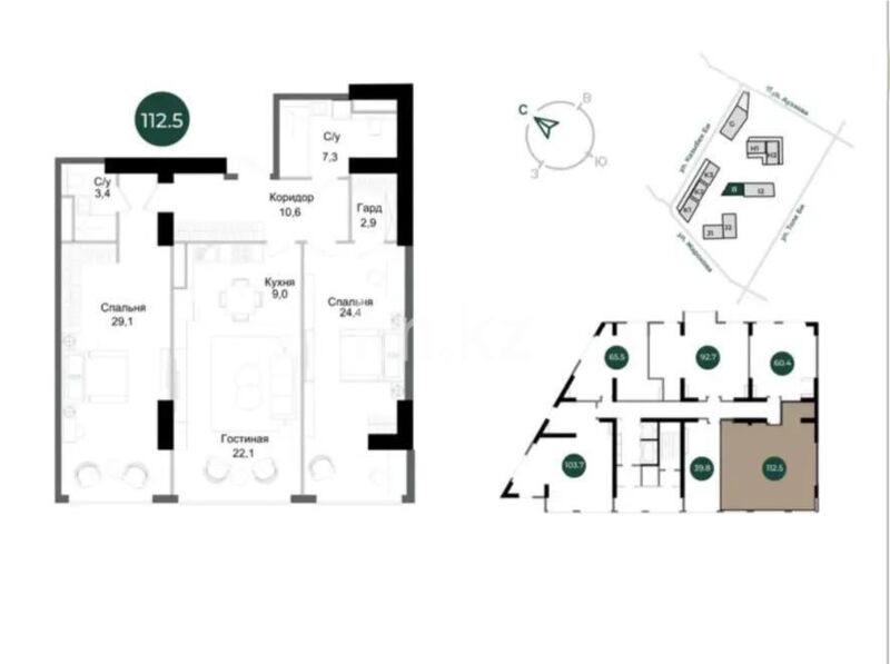 Продажа 3-комнатной квартиры, 112.5 м² - Продажа трехкомнатных квартир в Алмалинском р-не Алматы - страница 19 фото 1 из 1