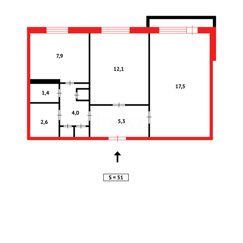 Продажа 2-комнатной квартиры, 51 м² - Продажа двухкомнатных квартир в панельном доме в Темиртау - страница 11 фото 11 из 11