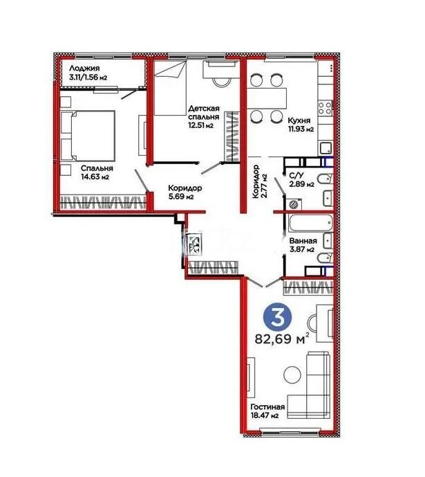 Продажа 3-комнатной квартиры, 82 м² - Продажа трехкомнатных квартир в блочном доме в Казахстане - страница 44 фото 5 из 5