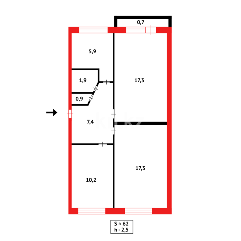 Продажа 3-комнатной квартиры, 62 м² - Продажа квартир в Пришахтинске Караганды - страница 6 фото 1 из 1