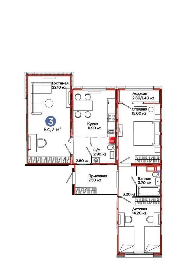 Продажа 3-комнатной квартиры, 84.7 м² - Продажа квартир в блочном доме в Астане - страница 133 фото 1 из 1