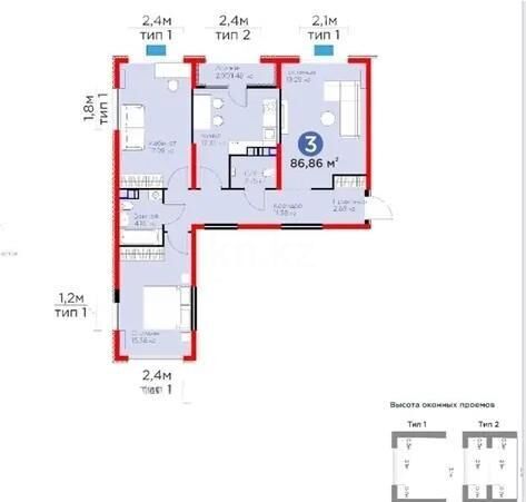 Продажа 3-комнатной квартиры, 86.86 м² - Продажа  трехкомнатных квартир в новостройках Алматы - страница 2 фото 1 из 1