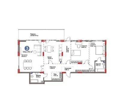 Продажа 4-комнатной квартиры, 142.79 м² - Продажа четырехкомнатных квартир в монолитно-каркасном доме в Казахстане - страница 16 фото 1 из 1