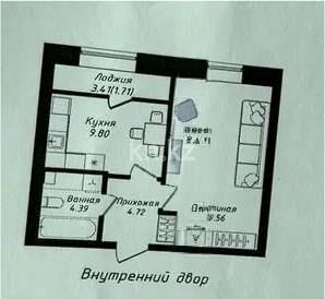 Продажа 1-комнатной квартиры, 40.2 м² - Продажа однокомнатных квартир в р-не Есиль Астаны - страница 18 фото 1 из 1
