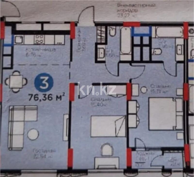 Продажа 3-комнатной квартиры, 78 м² - Продажа трехкомнатных квартир в блочном доме в Казахстане - страница 52 фото 1 из 1
