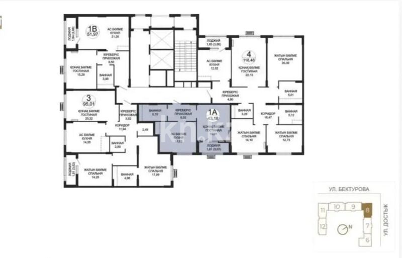 Продажа 2-комнатной квартиры, 43.18 м² - Продажа двухкомнатных квартир в блочном доме в Казахстане - страница 57 фото 1 из 1