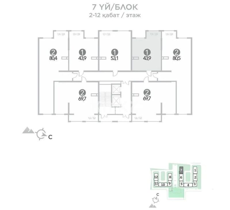 Продажа 1-комнатной квартиры, 43.9 м² - Продажа однокомнатных квартир в Наурызбайском р-не Алматы - страница 17 фото 1 из 1