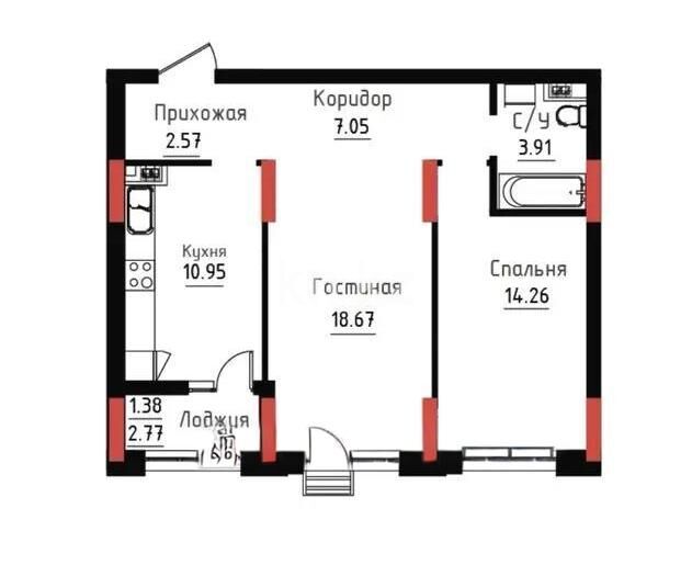 Продажа 2-комнатной квартиры, 58 м² - Продажа двухкомнатных квартир в блочном доме в Казахстане - страница 24 фото 1 из 1