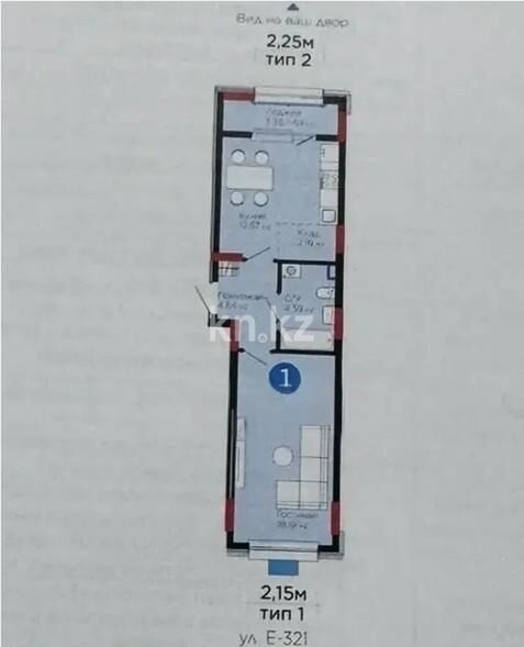 Продажа 1-комнатной квартиры, 43.74 м² - Продажа однокомнатных квартир в р-не Есиль Астаны - страница 22 фото 1 из 1
