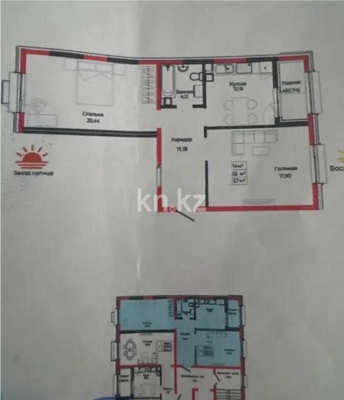 Продажа 2-комнатной квартиры, 65.57 м² - Продажа квартир в блочном доме в Астане - страница 43 фото 1 из 1