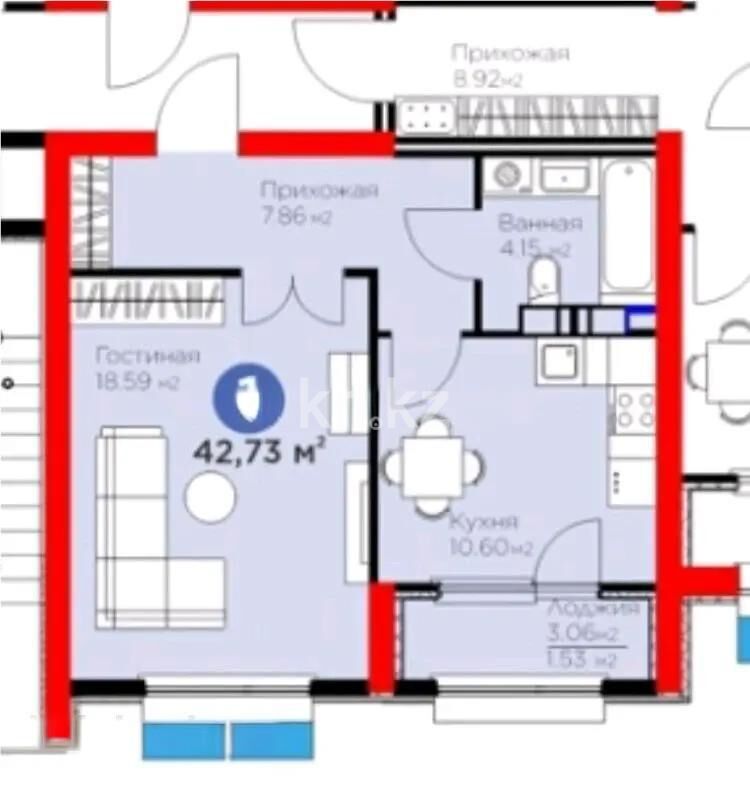 Продажа 1-комнатной квартиры, 43 м² - Продажа однокомнатных квартир в Ауэзовском р-не Алматы - страница 16 фото 1 из 2