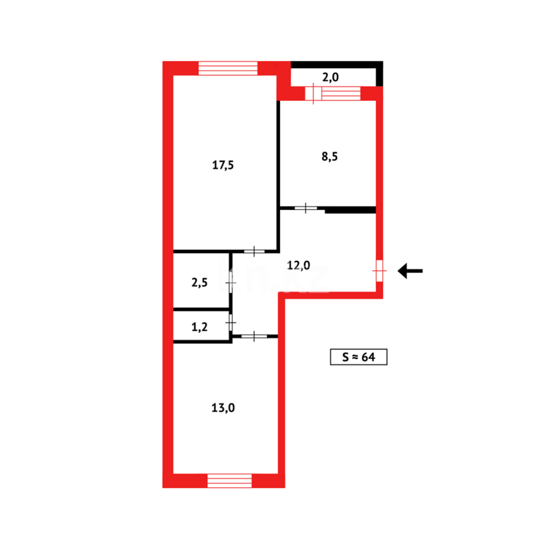 Продажа 2-комнатной квартиры, 56 м² - Продажа двухкомнатных квартир в панельном доме в Темиртау - страница 8 фото 17 из 17