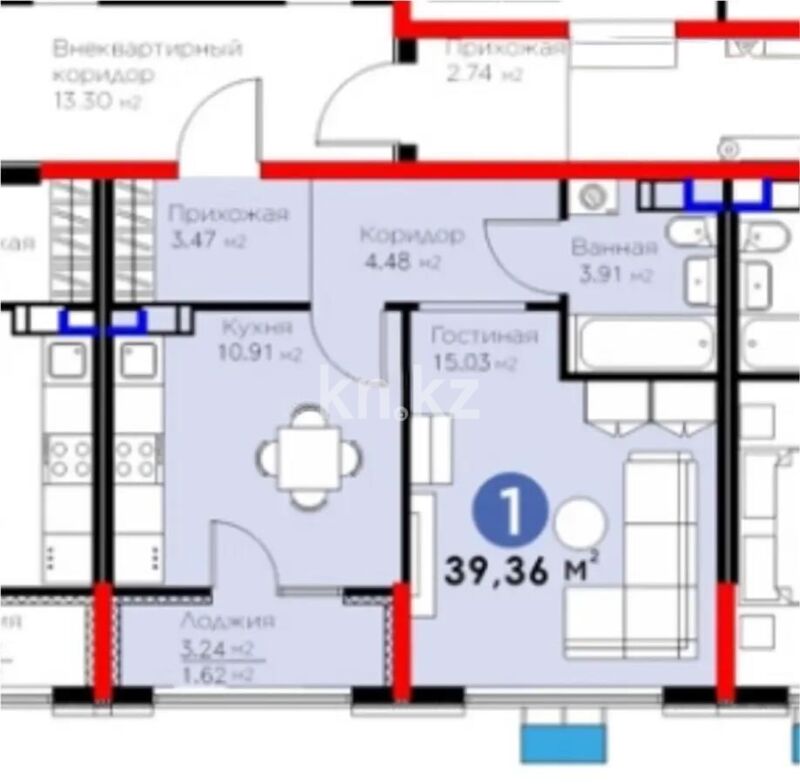Продажа 1-комнатной квартиры, 39 м² - Продажа квартир в Казахстане - страница 23 фото 4 из 4