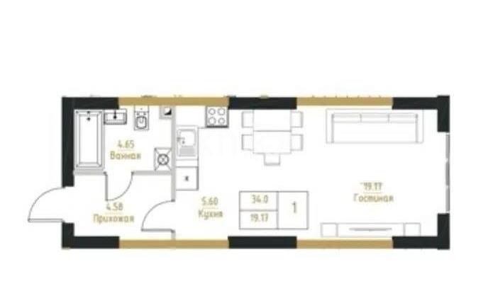 Продажа 1-комнатной квартиры, 33.3 м² - Продажа однокомнатных квартир в Медеуском р-не Алматы - страница 6 фото 1 из 1
