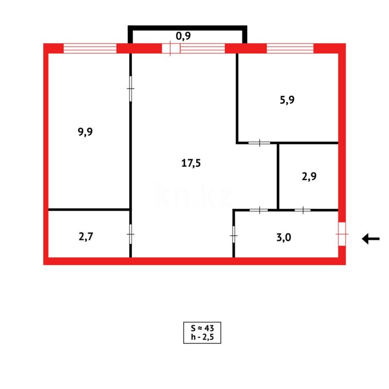 Продажа 2-комнатной квартиры, 43 м² - Продажа двухкомнатных квартир в Караганде - страница 7 фото 11 из 11