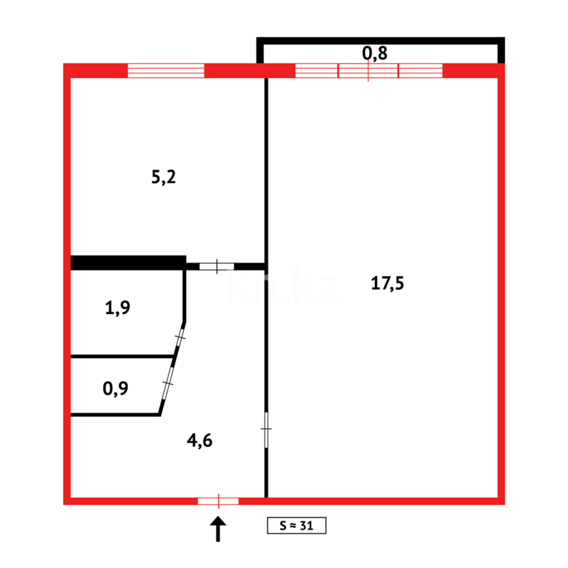 Продажа 1-комнатной квартиры, 32 м² - Продажа однокомнатных квартир в Темиртау - страница 7 фото 14 из 14