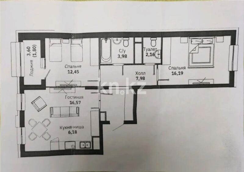 Продажа 3-комнатной квартиры, 72 м² - Продажа квартир в монолитно-каркасном доме в Астане - страница 119 фото 6 из 6