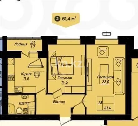 Продажа 2-комнатной квартиры, 61.4 м² - Продажа двухкомнатных квартир в р-не Нура Астаны - страница 49 фото 1 из 1