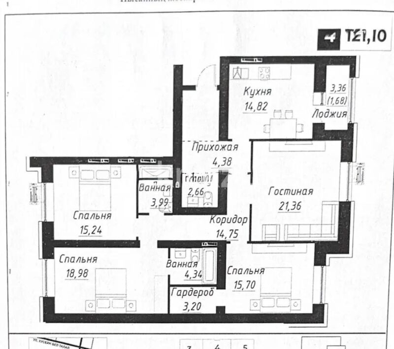 Продажа 4-комнатной квартиры, 121.1 м² - Продажа четырехкомнатных квартир в кирпичном доме в Казахстане - страница 10 фото 6 из 6