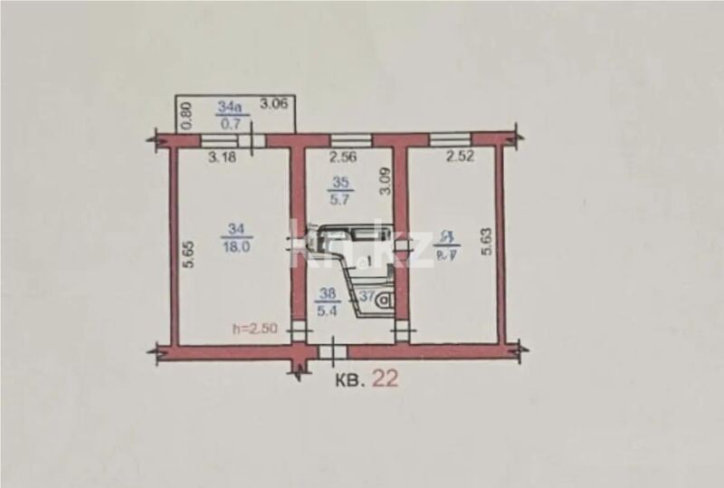 Продажа 2-комнатной квартиры, 46.7 м² - Продажа квартир в кирпичном доме в Алматы - страница 6 фото 6 из 6