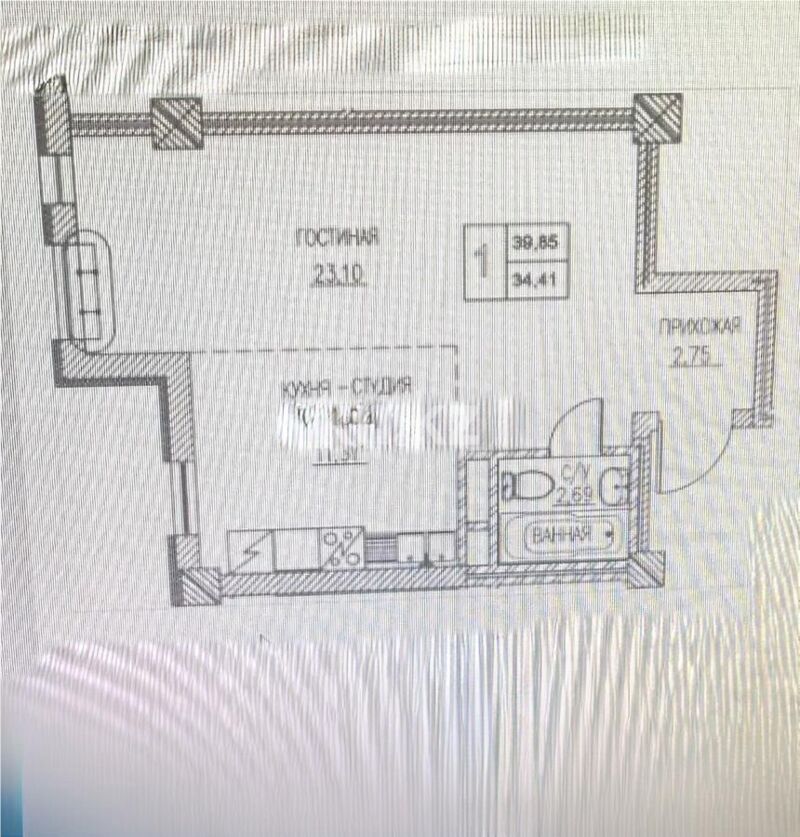 Продажа 1-комнатной квартиры, 35.2 м² - Продажа однокомнатных квартир в блочном доме в Астане - страница 30 фото 2 из 2
