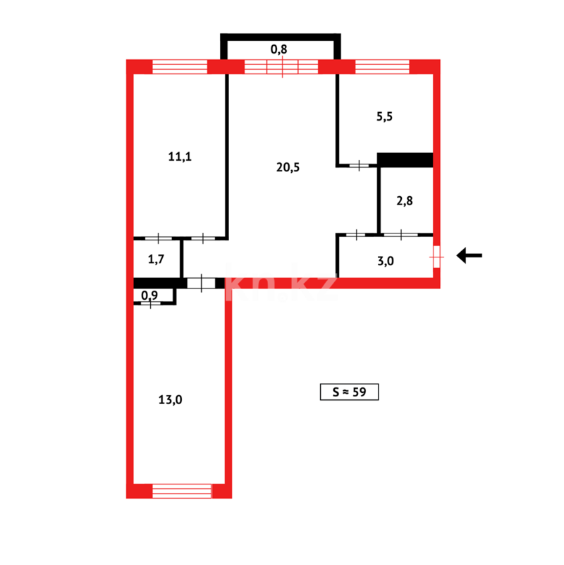 Продажа 3-комнатной квартиры, 59 м² - Продажа трехкомнатных квартир в Караганде - страница 42 фото 11 из 11