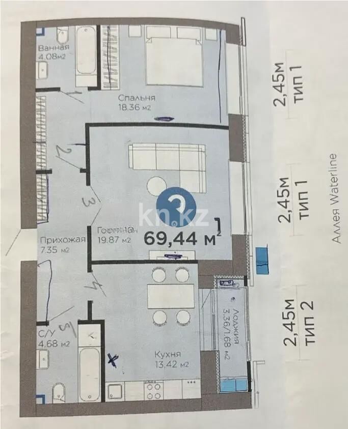 Продажа 2-комнатной квартиры, 70 м² - Продажа двухкомнатных квартир в р-не Нура Астаны - страница 60 фото 1 из 1