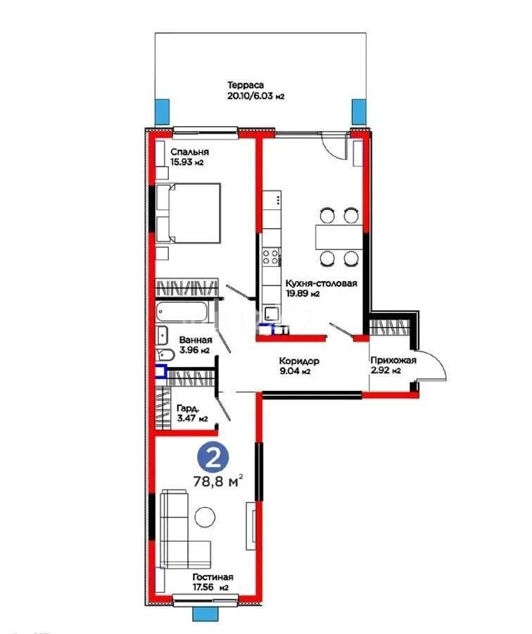 Продажа 3-комнатной квартиры, 78.8 м² - Продажа трехкомнатных квартир в Турксибском р-не Алматы - страница 7 фото 3 из 3