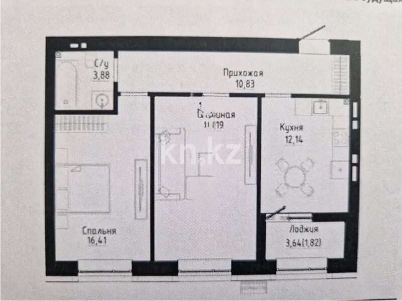 Продажа 2-комнатной квартиры, 64.27 м² - Продажа домов, коттеджей в Семее фото 1 из 1
