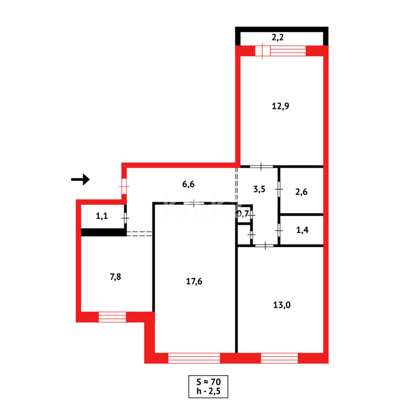 Продажа 3-комнатной квартиры, 68 м² - Продажа трехкомнатных квартир в Темиртау - страница 19 фото 13 из 13