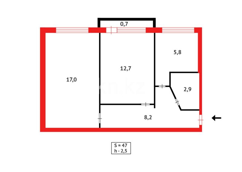 Продажа 2-комнатной квартиры, 47 м² - Продажа двухкомнатных квартир в Караганде - страница 2 фото 16 из 16