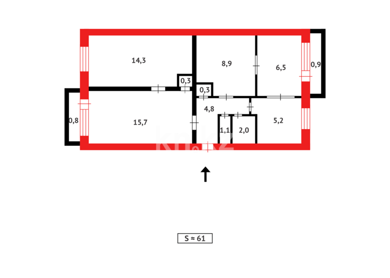 Продажа 3-комнатной квартиры, 60 м² - Продажа трехкомнатных квартир в кирпичном доме в Абае фото 8 из 8