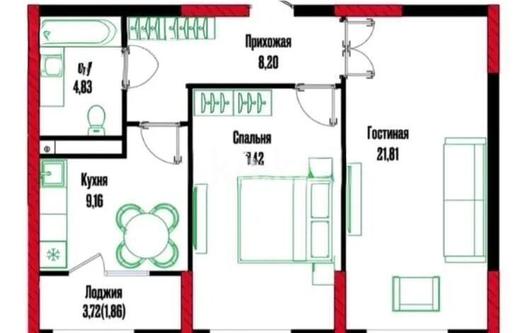 Продажа 2-комнатной квартиры, 65 м² - Продажа двухкомнатных квартир в кирпичном доме в Астане фото 1 из 1