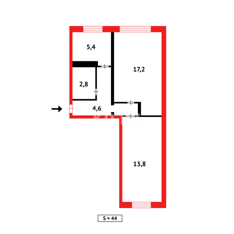 Продажа 2-комнатной квартиры, 44 м² - Продажа двухкомнатных квартир в панельном доме в Казахстане - страница 93 фото 11 из 11